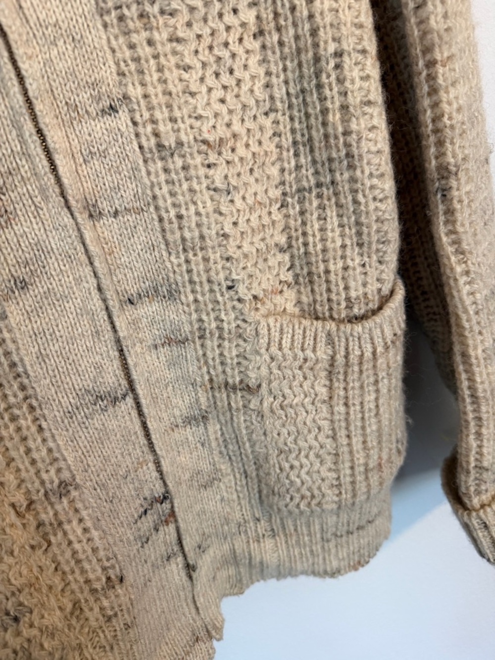 Pendleton 70’s Cream Zip-Up Chunky Cardigan with Ring Pull - Picture 4 of 8
